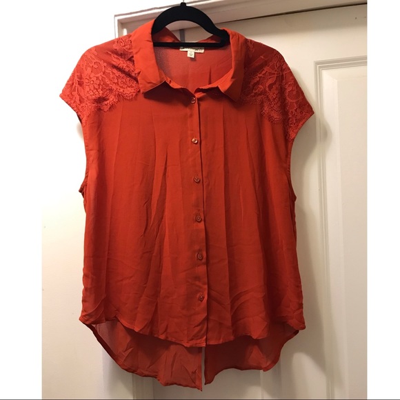 “Love on a Hanger” orange button down shirt - Picture 1 of 6